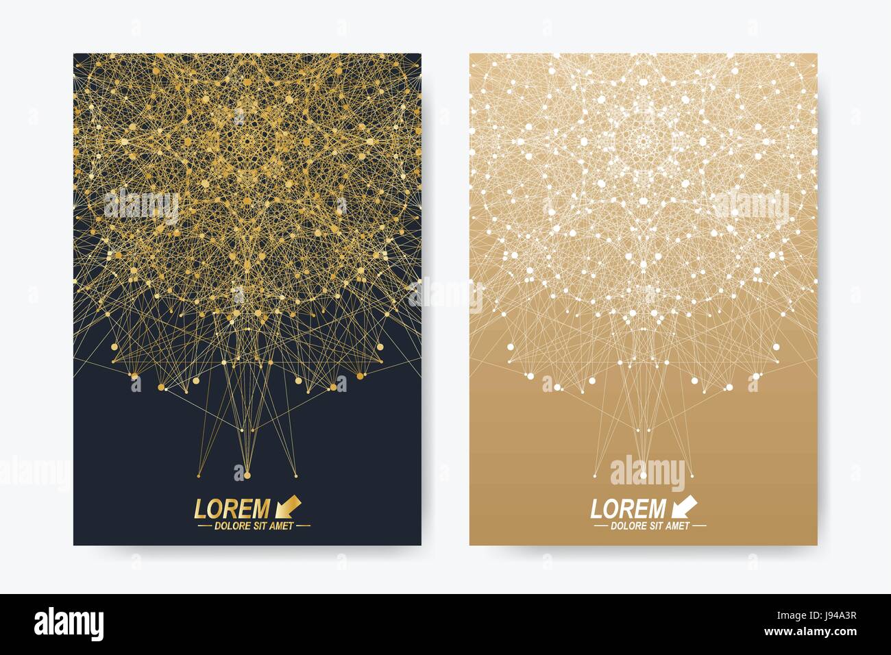 Moderno vettore modello per brochure, depliant, volantini, coperchio, la rivista o la relazione annuale per il formato A4. Business, la scienza, la medicina e la tecnologia di progettazione del layout del libro. Presentazione Abstract con golden mandala. Illustrazione Vettoriale