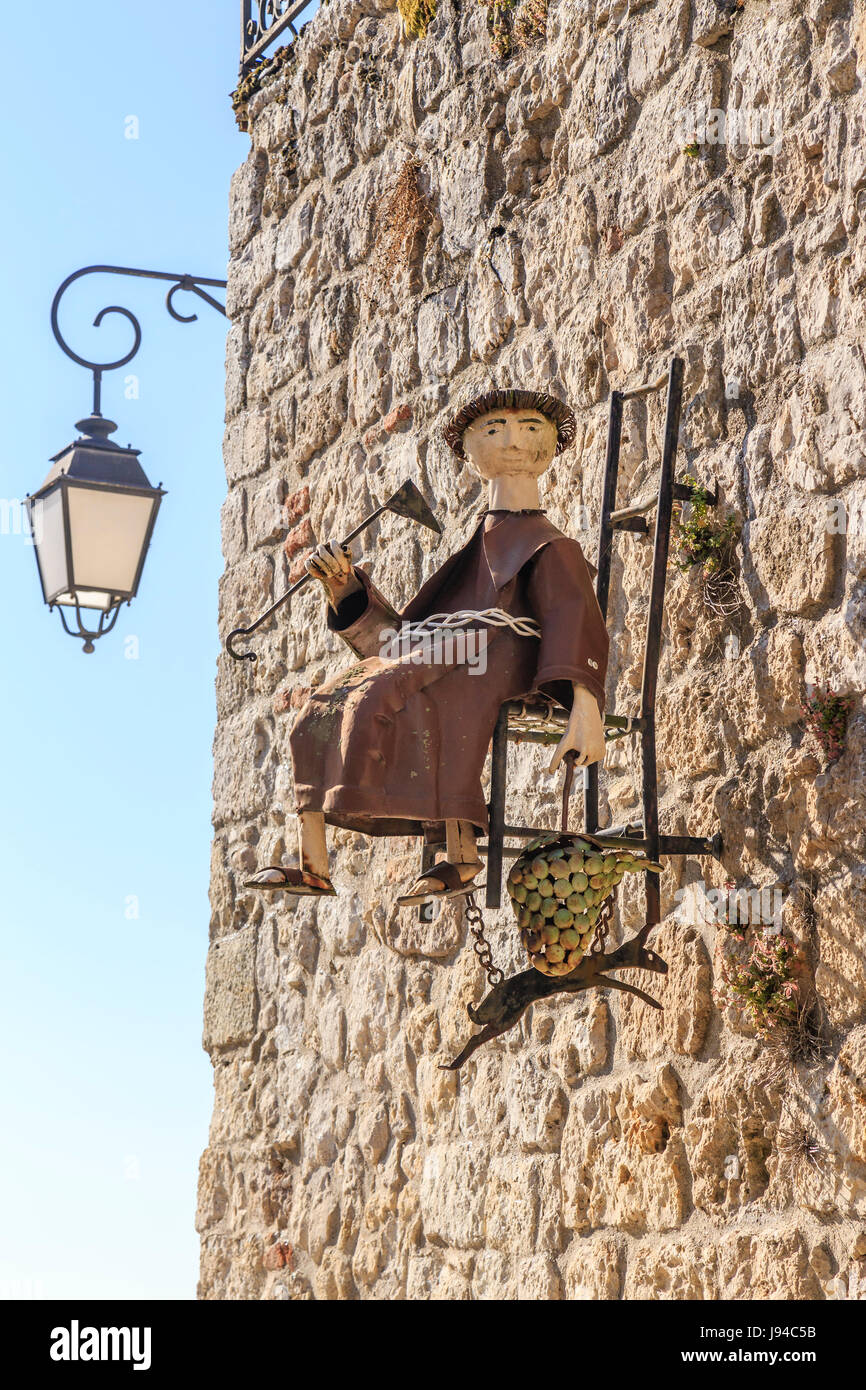 Francia, Tarn et Garonne, Lauzerte, etichettati Les Plus Beaux Villages de France (i più bei villaggi di Francia), segno di Monaco Foto Stock