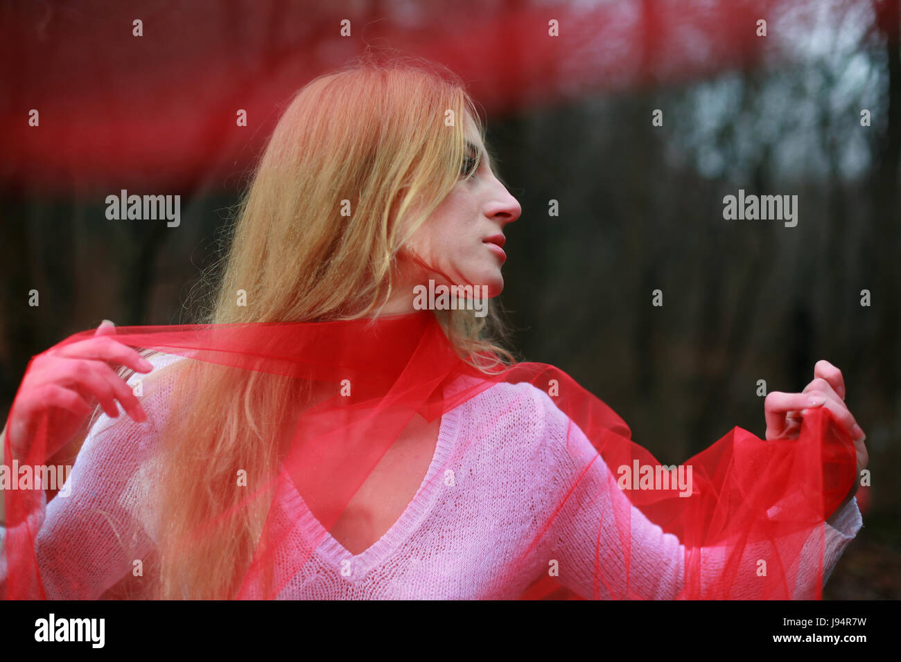 Donna colore, femmina, umana, essere umano, persona, vuoto, europeo, caucasico Foto Stock