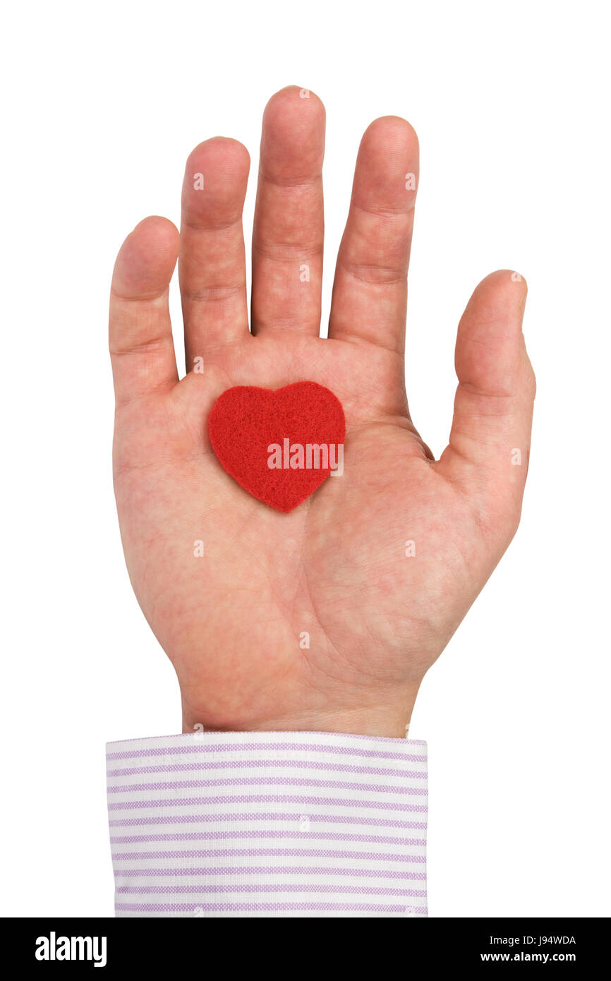 Mano, salute, romantico, speranza, amore, in amore, cadde in amore, Valentino, cuore, Foto Stock