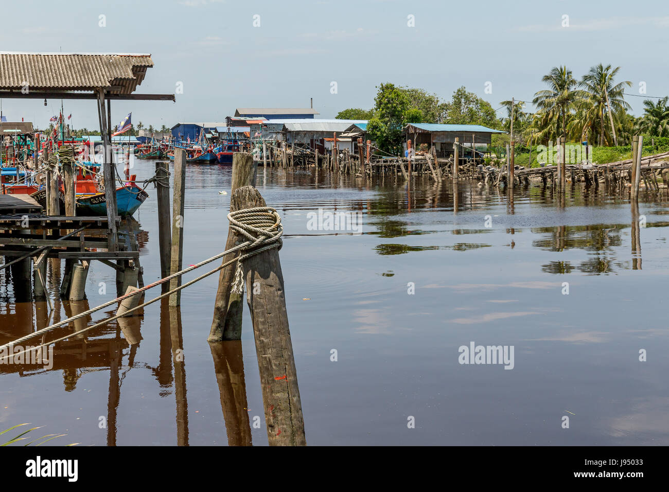 Il villaggio di pescatori chiamato Bagan nella città Sekinchan. Malaysia. Foto Stock