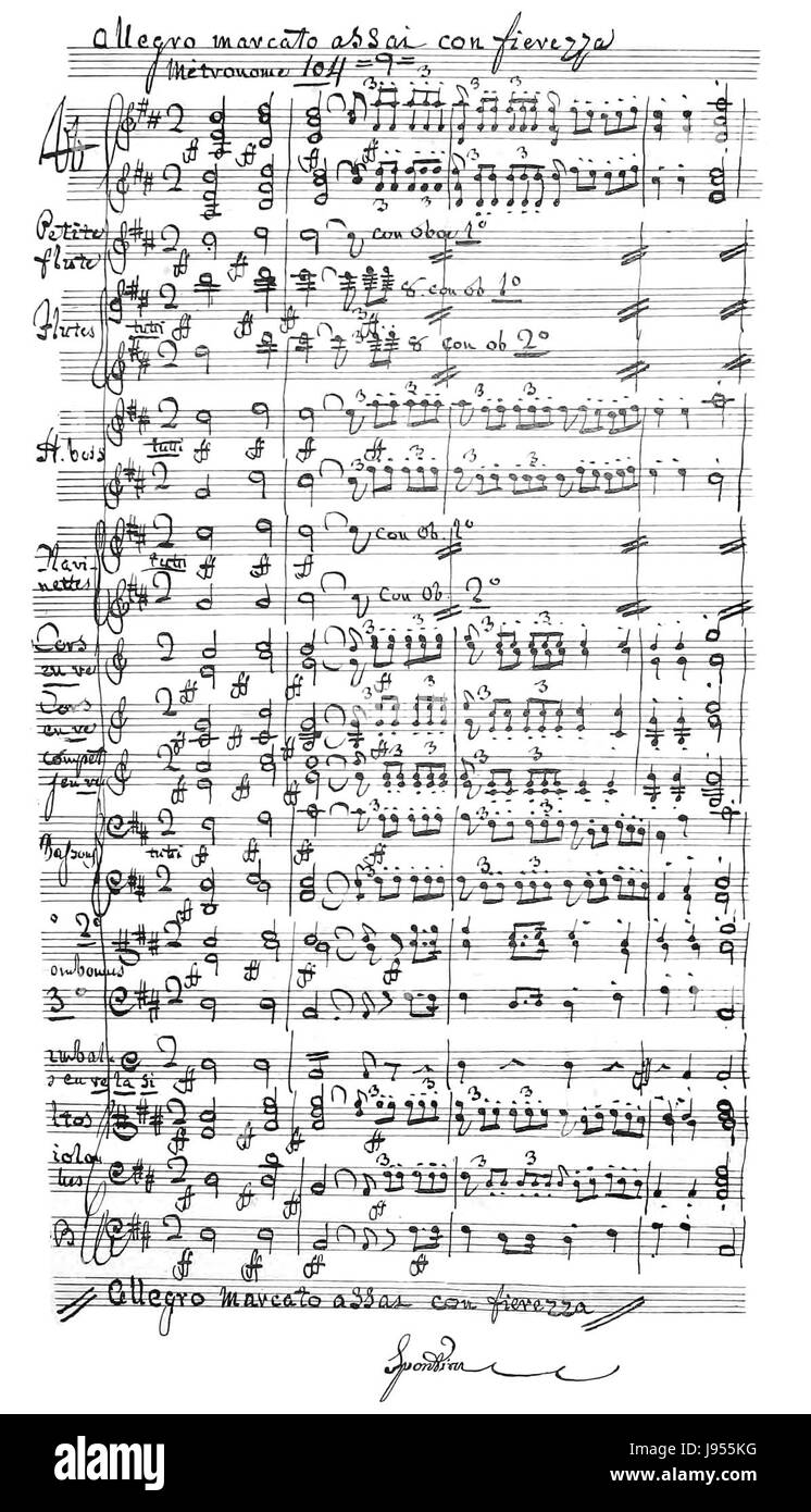 Olympie Overture pagina ms con Spontini firma Internet Archive (regolato) Foto Stock