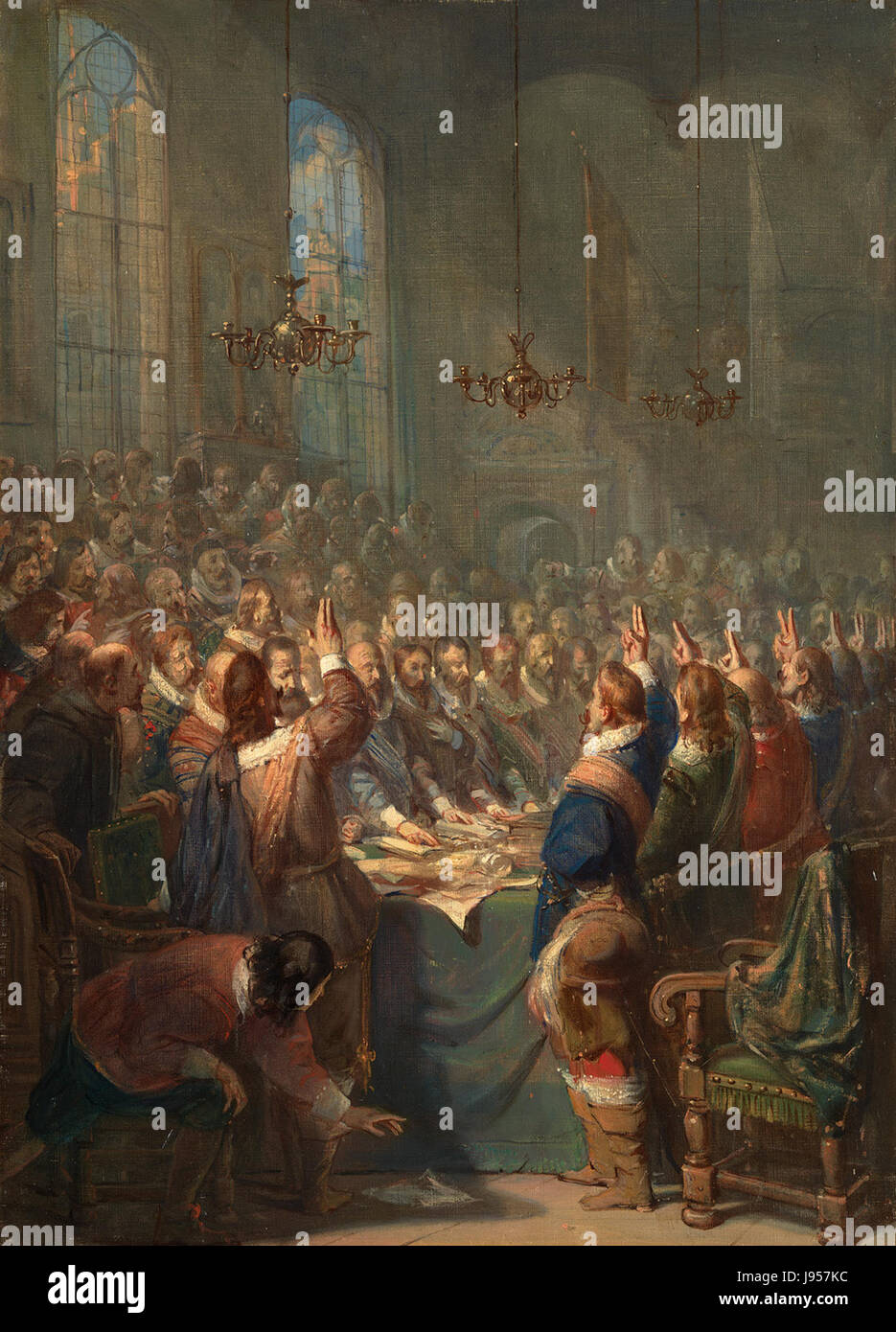 Questo documento storico, datato 1648, si riferisce alla pace di MÃ¼nster, che segnò la fine della guerra degli ottant'anni e il riconoscimento dell'indipendenza olandese. Si tratta di un trattato chiave nella storia europea. Foto Stock