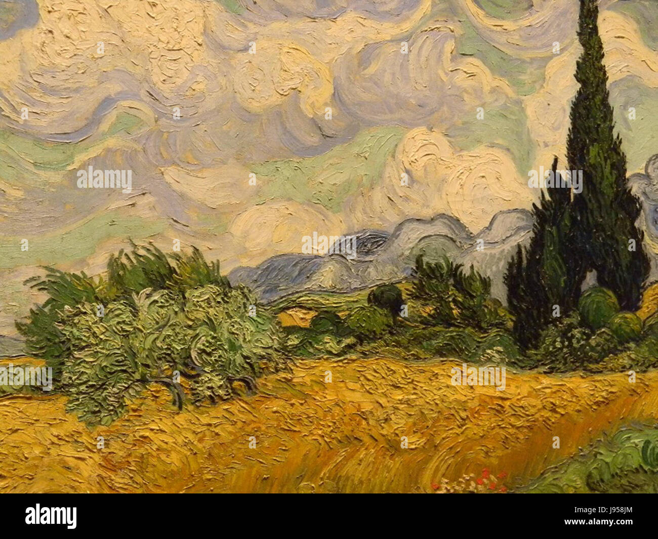 Vincent Van Gogh 1889 Campo di grano con cipressi Foto stock - Alamy
