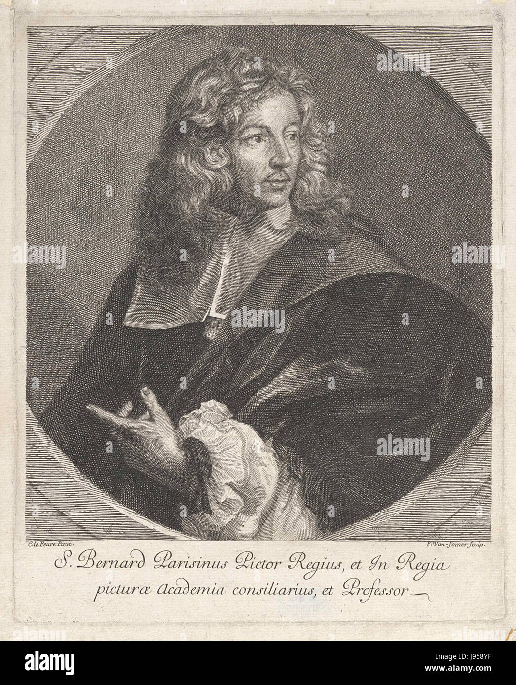 Portret van Samuel Jacques Bernard, Paul van Somer (II), 1670 1697 Foto Stock