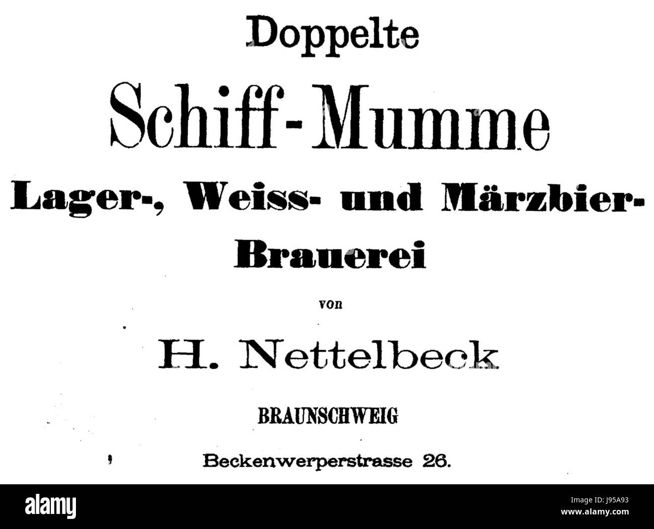 1879 Werbung Nettelbeck, Doppelte Schiff Mumme Foto Stock