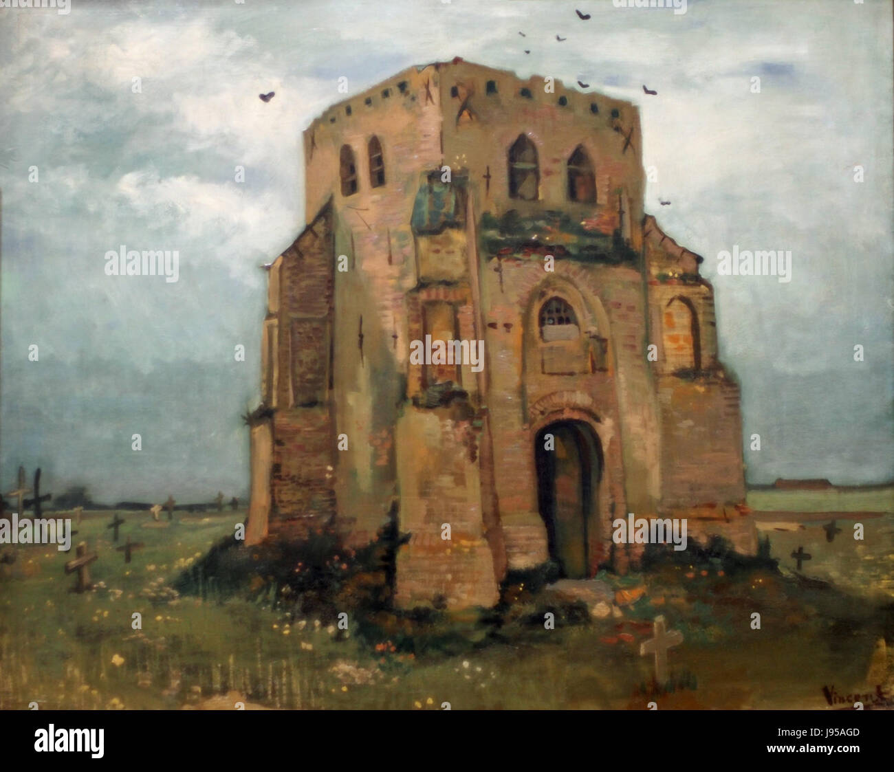 "Chiesa di Nuenen" è uno dei famosi dipinti di Vincent van Goghâ, creati nel 1884-85 durante il suo periodo a Nuenen, nei Paesi Bassi. Il pezzo raffigura una chiesa in città e riflette l'esplorazione di van Goghâ sulla vita rurale e sui temi religiosi. Foto Stock