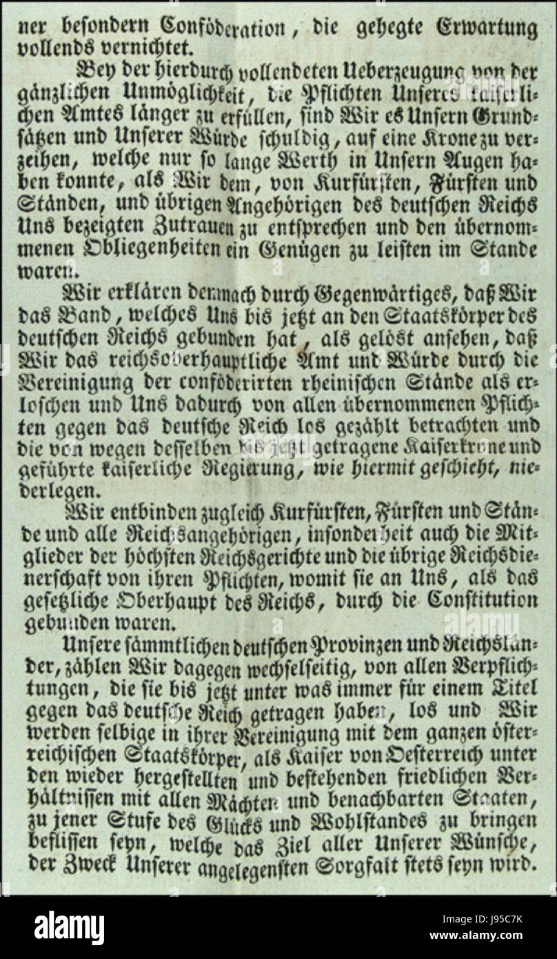 Niederlegung Reichskrone Seite 2 Foto Stock