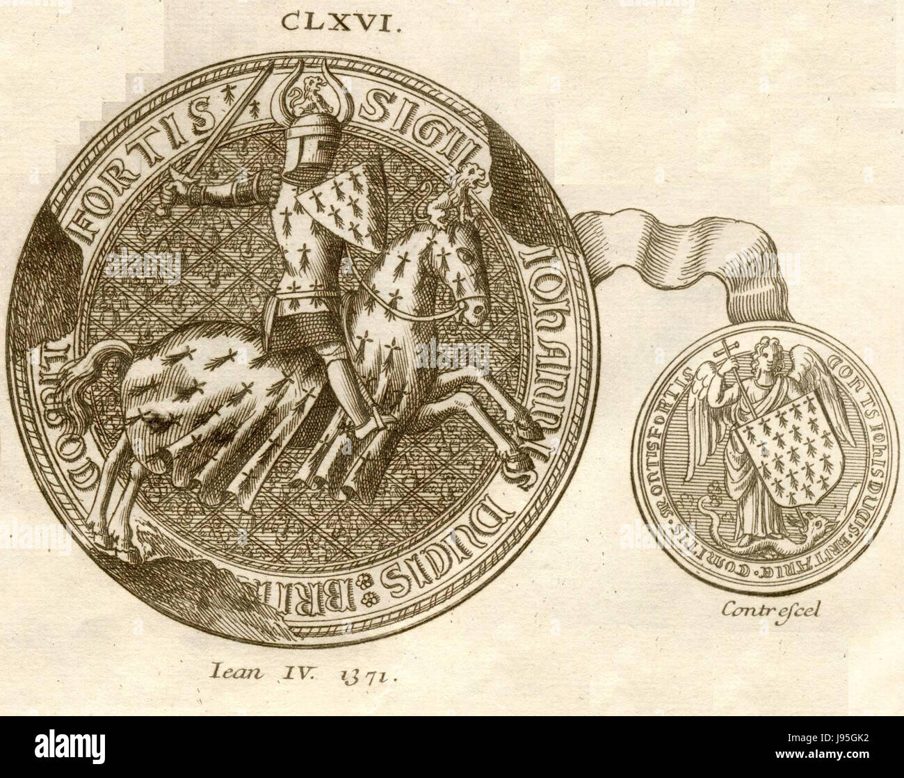 Sceau et contre sceau Jean IV de Bretagne Foto Stock
