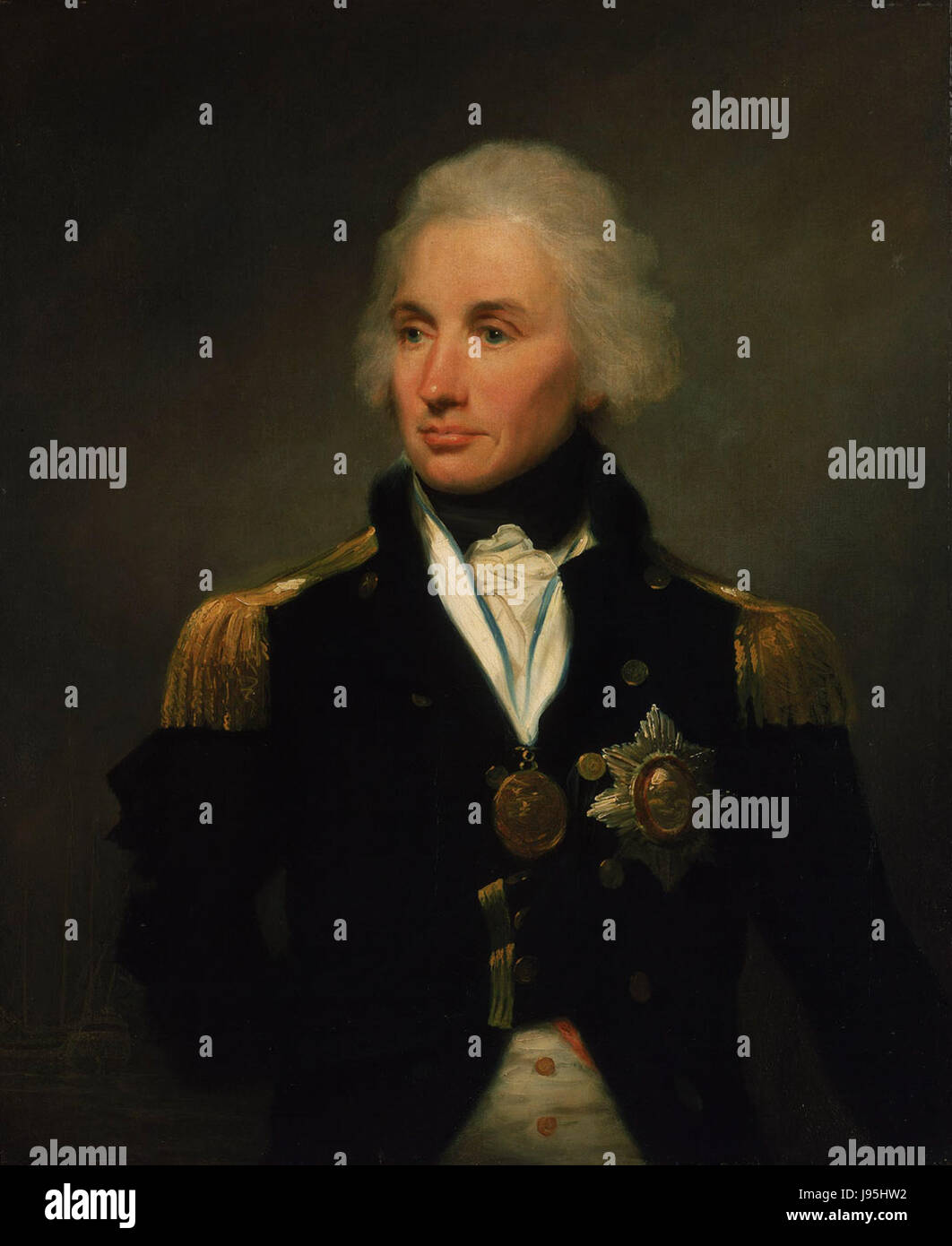 Il viceammiraglio Horatio Nelson (1758-1805) fu un ufficiale navale britannico noto per la sua leadership durante le guerre napoleoniche, in particolare per la sua vittoria nella battaglia di Trafalgar. È celebrato per la sua brillantezza strategica e il suo eroismo. Foto Stock