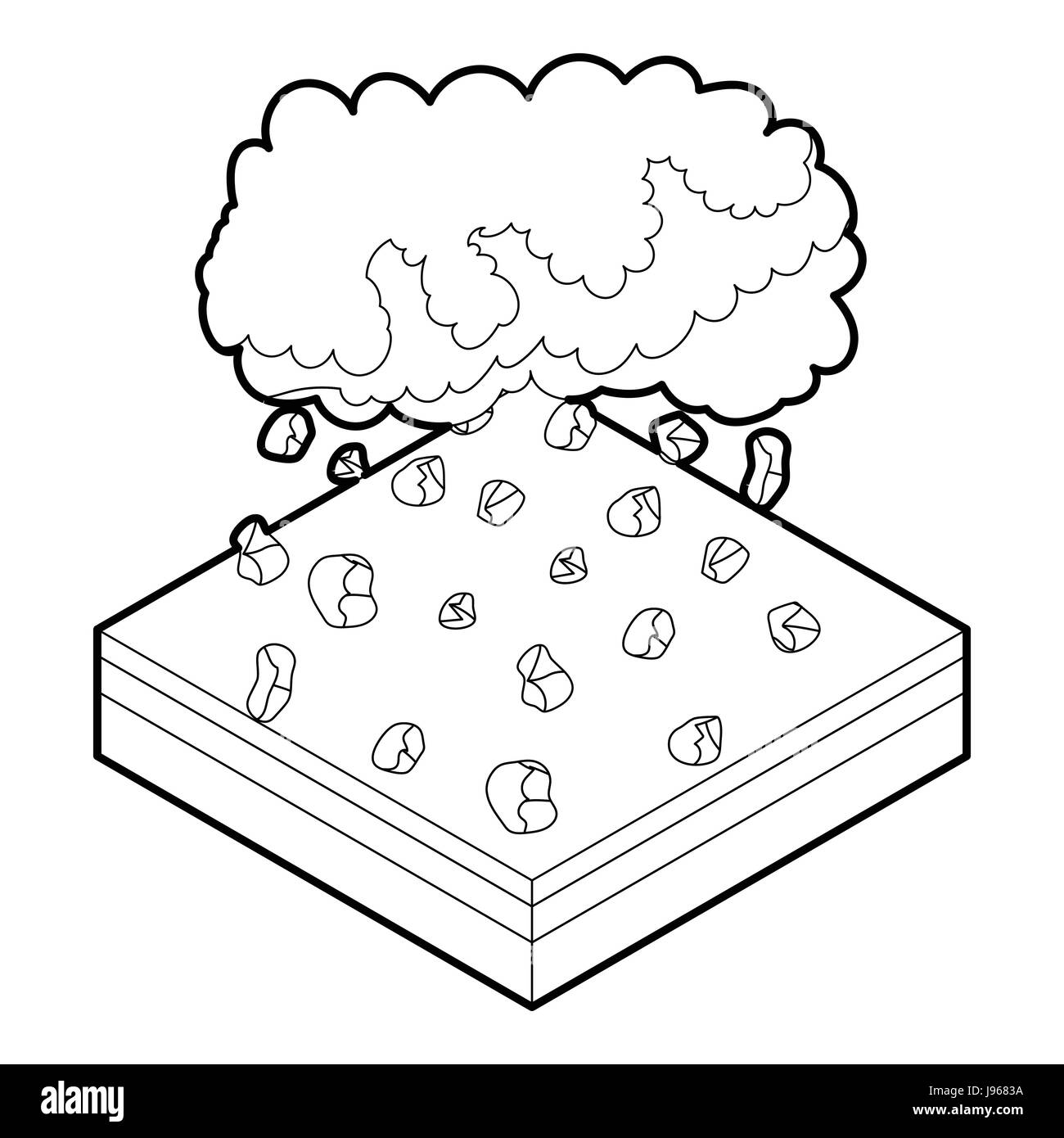 Il cloud e la grandine, l'icona di stile di contorno Illustrazione Vettoriale