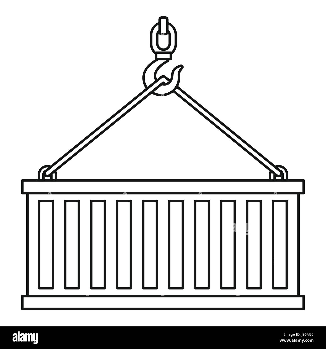 Icona di gru, stile contorno Illustrazione Vettoriale