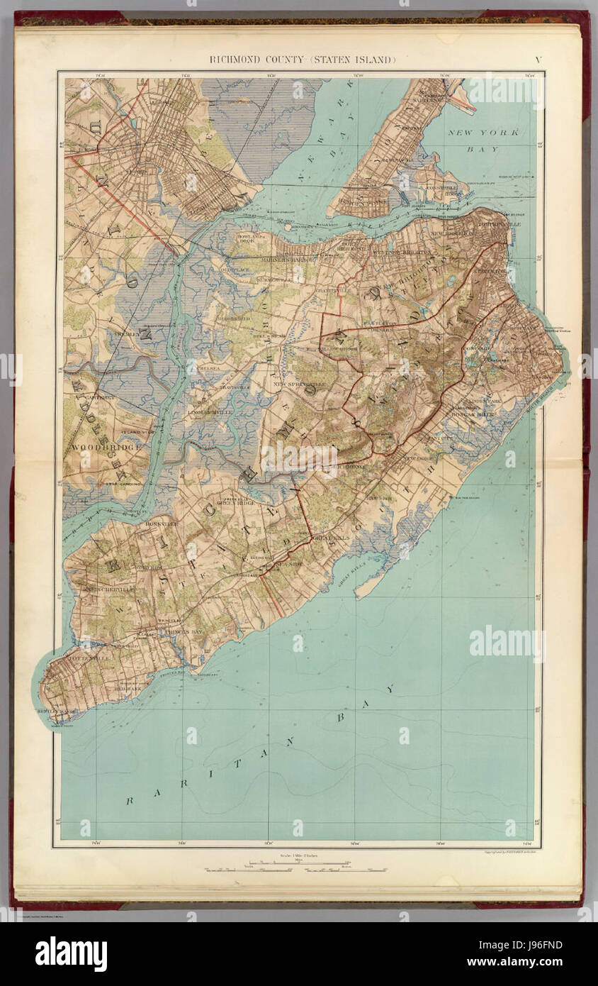 La Staten Island map 1891 Foto Stock