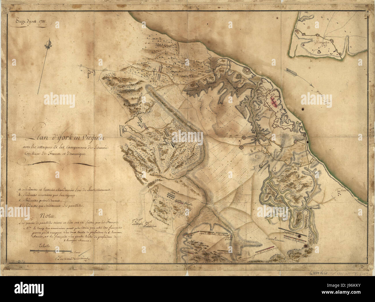 Yorktown2 rochambeau mappa Foto Stock