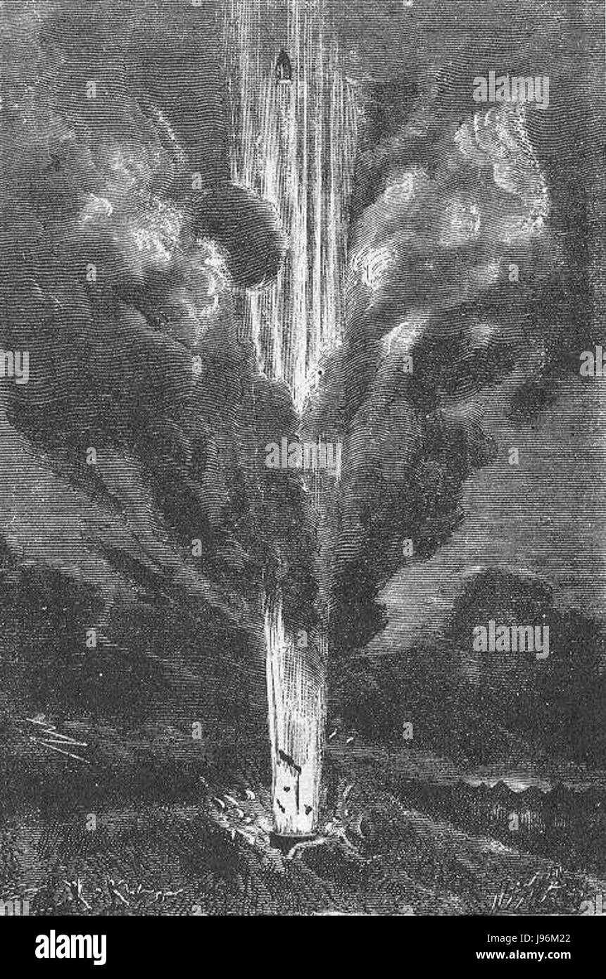 Questo titolo si riferisce ad una versione illustrata di "dalla Terra alla Luna" di Henri de Montaut. Il libro, basato sul lavoro di Jules Verne, esplora temi di viaggio spaziale e avventura. Foto Stock