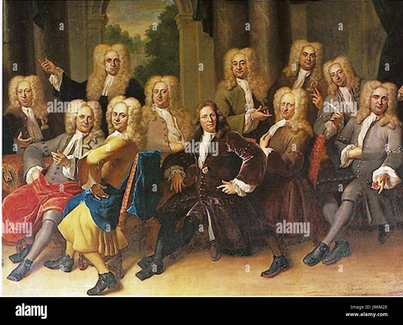 1731 Het groepsportret op het schilderij toont de regenten van het Utrechtse Stadsambachtskinderhuis in Foto Stock