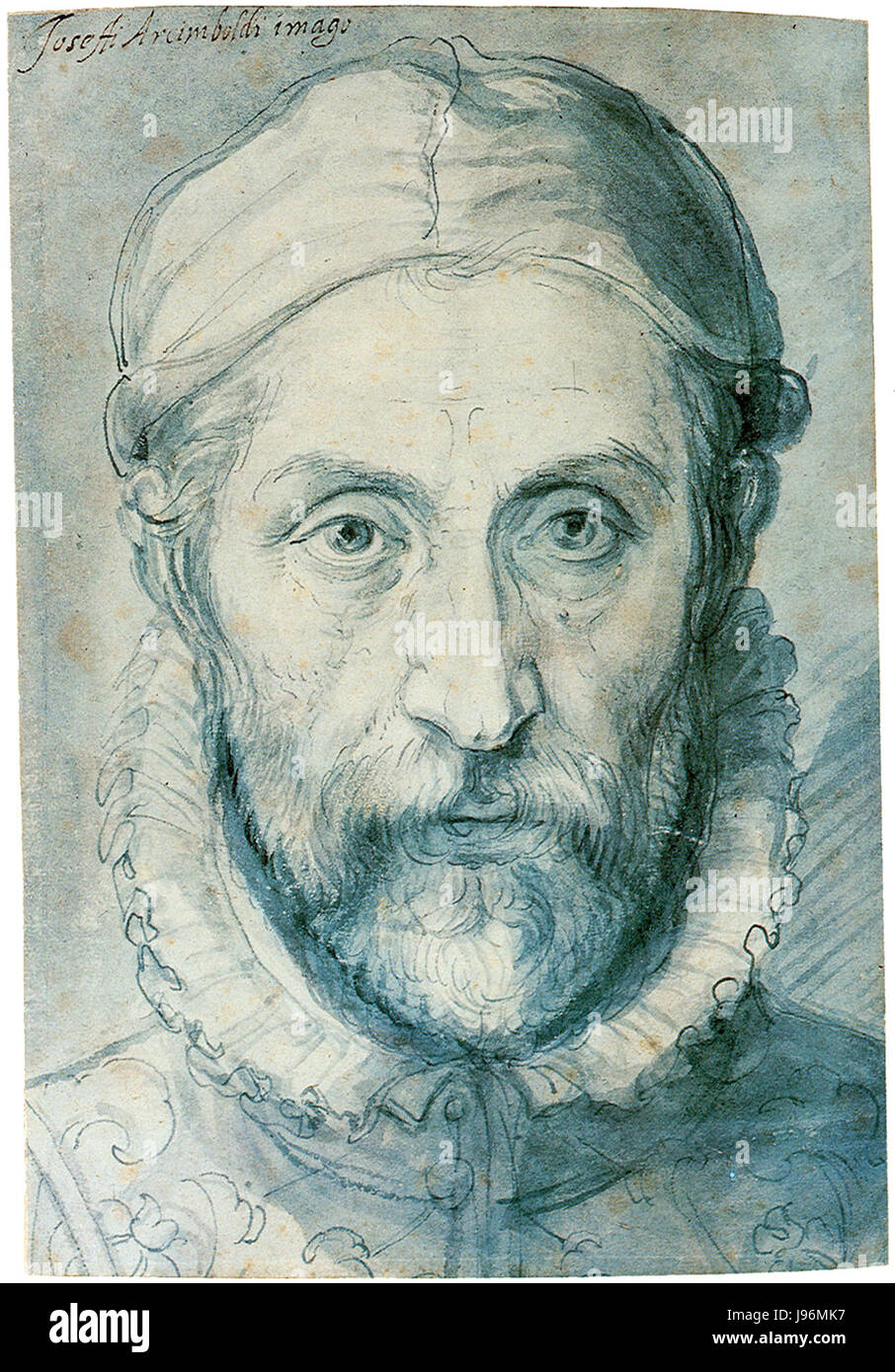 Giuseppe Arcimboldo è stato un pittore italiano noto per la creazione di teste di ritratti fantasiosi fatti di oggetti come frutta, verdura e fiori. La sua opera è un esempio impressionante dello stile manierista nell'arte rinascimentale. Foto Stock