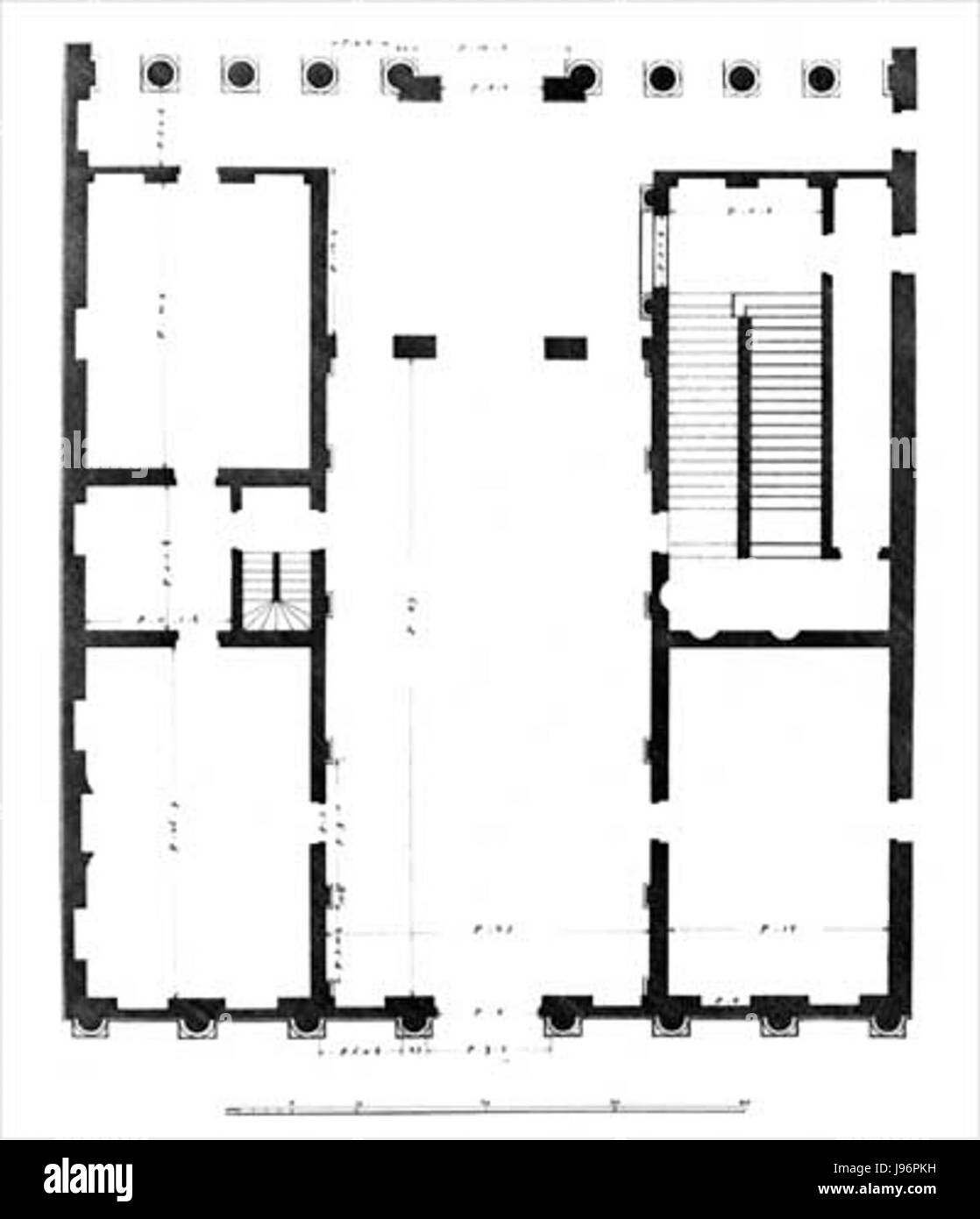 Il Palazzo Thiene Bonin Longare, progettato dal famoso architetto Andrea Palladio, fu completato nel 1776. La sua pianta architettonica (pianta) riflette lo stile classico tipico della scuola palladiana. Foto Stock