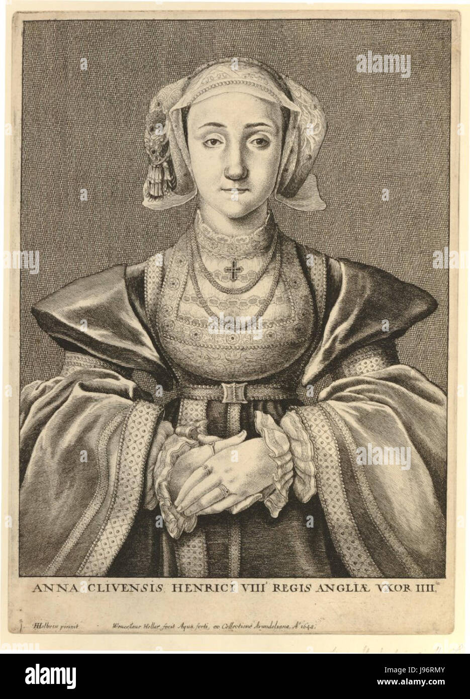 Ritratto di Anne of Cleves da Wenceslaus Hollar 1642 Foto Stock