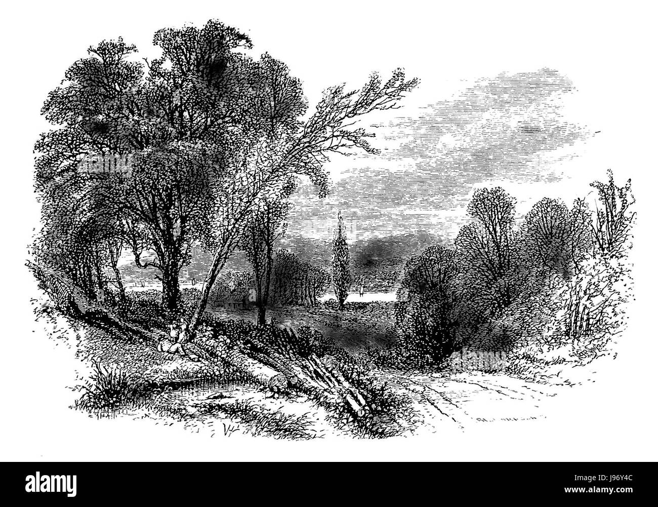 "Sleepy Hollow" (1864) è un'iconica storia americana di Washington Irving, che cattura l'atmosfera inquietante del villaggio e dei suoi personaggi leggendari, tra cui il Cavaliere senza testa. Questo lavoro rimane parte della letteratura americana classica. Foto Stock