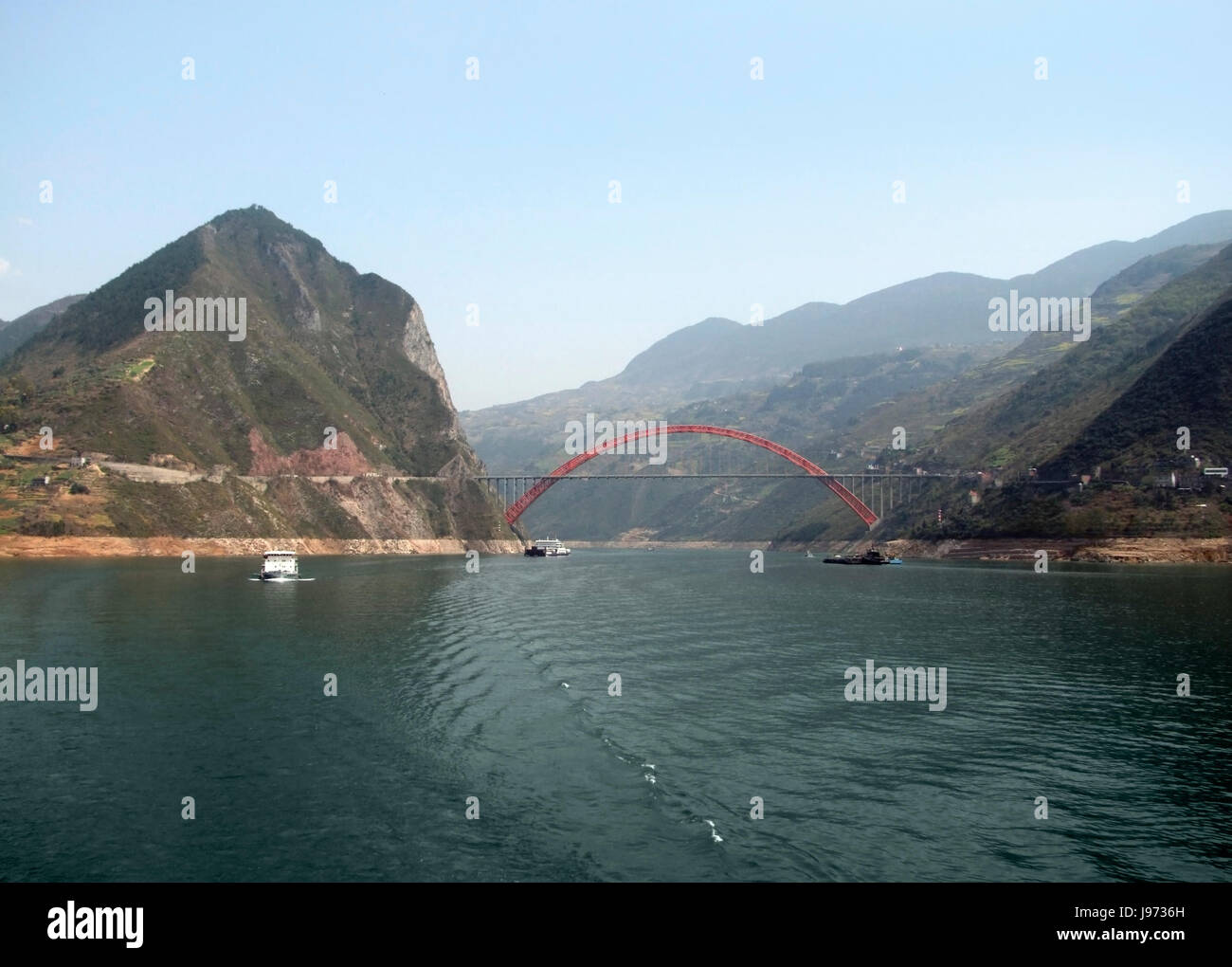 Bridge, navigazione, mountain, fiume, acqua, Cina, hill, Asia, bridge Foto Stock