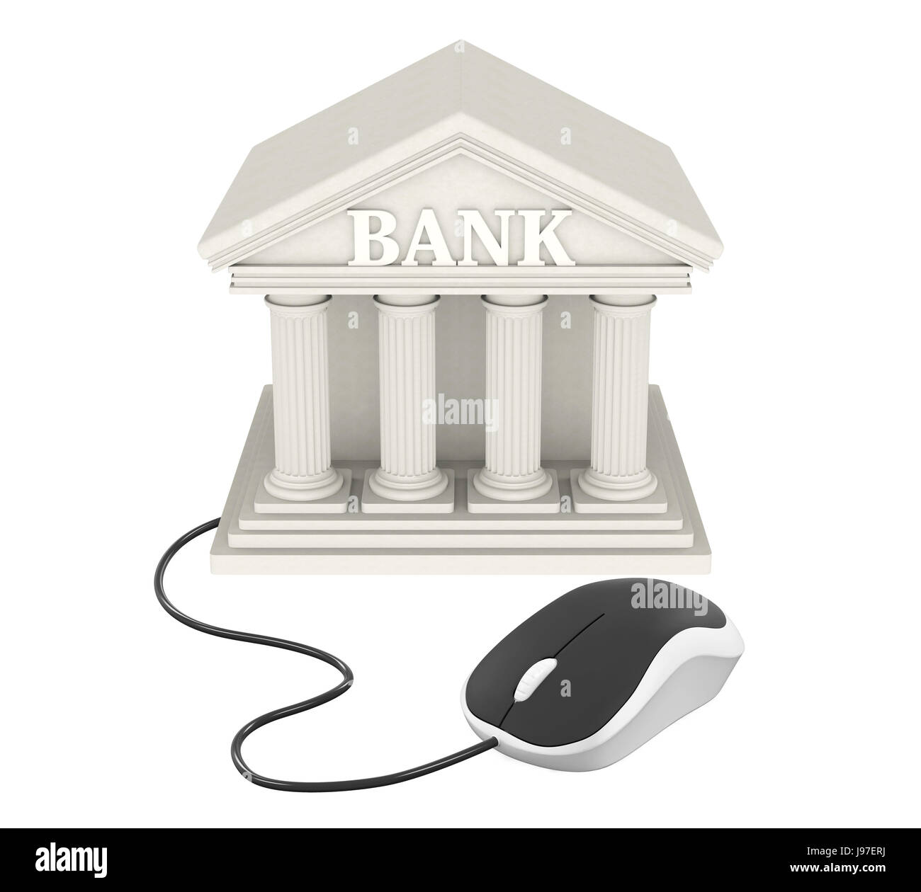 Bank Building con il mouse del computer isolato Foto Stock