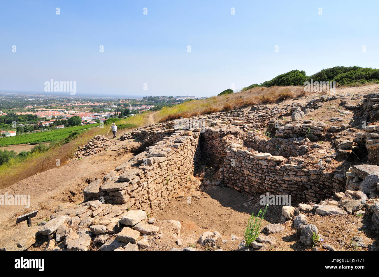 Le rovine romane di un villaggio al Louro mountain range, Palmela. Portogallo Foto Stock