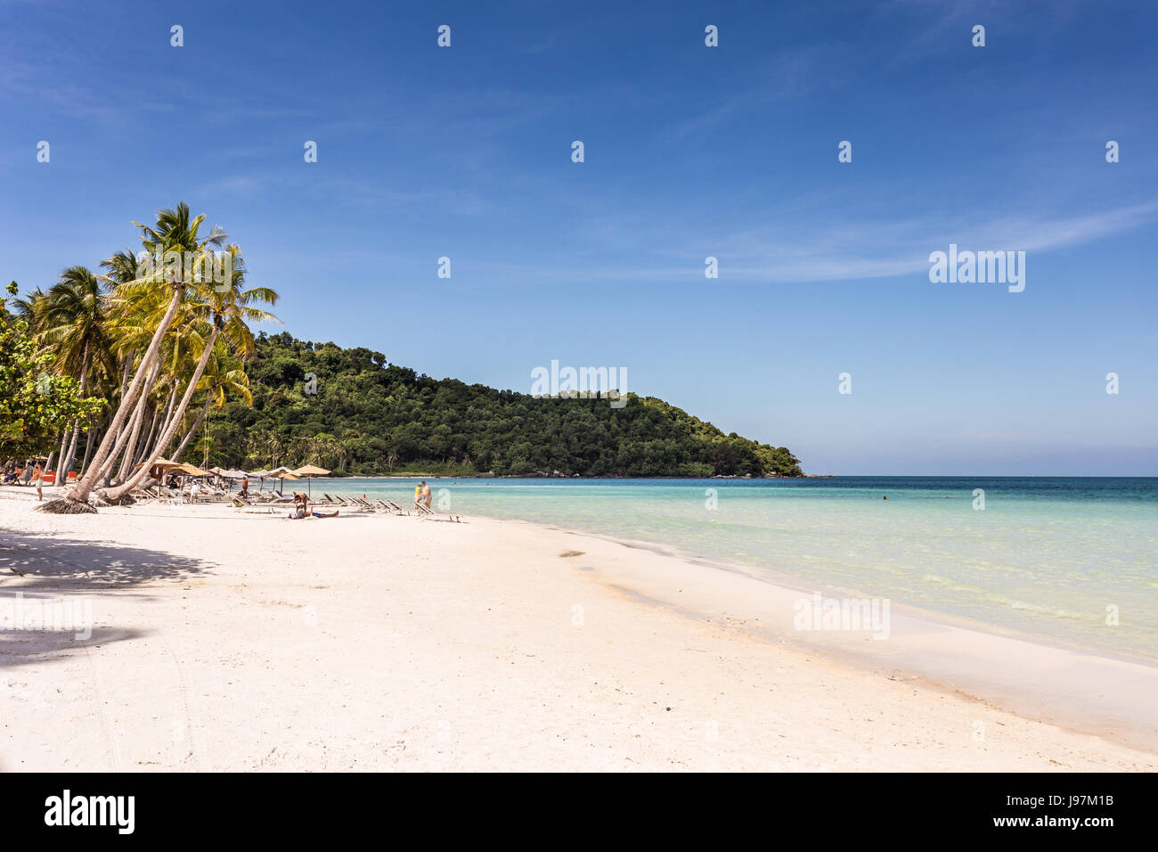 Splendide spiagge di sabbia bianca nome Bai Sao beach in l'isola di Phu Quoc in Vietnam del sud nel Golfo di Thailandia. Foto Stock