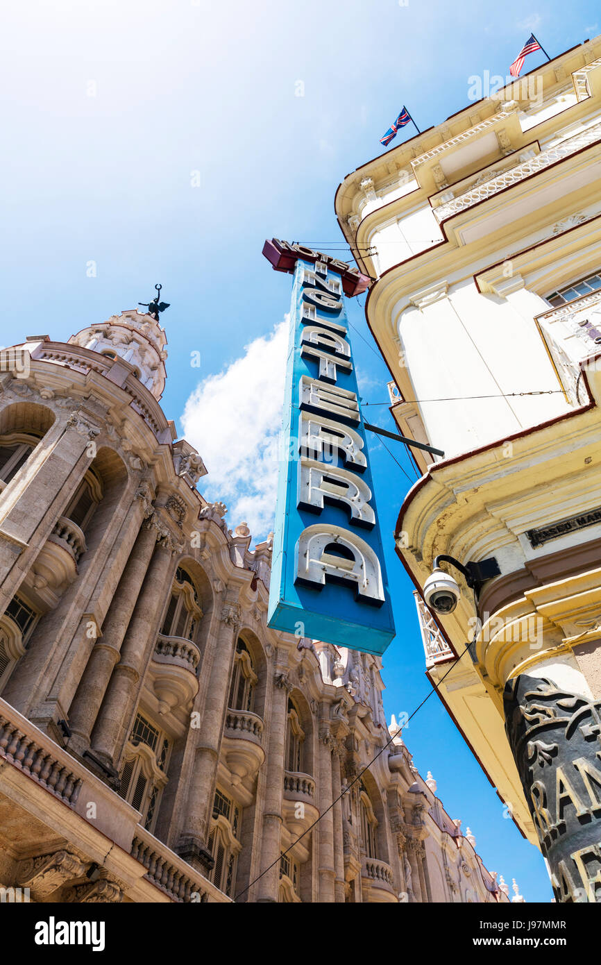 Inglaterra Hotel Havana Cuba Hotel Inglaterra, Paseo de Martí (aka Paseo del Prado), l'Avana Vecchia (La Habana Vieja), Cuba, Caraibi Inglaterra Hotel Foto Stock