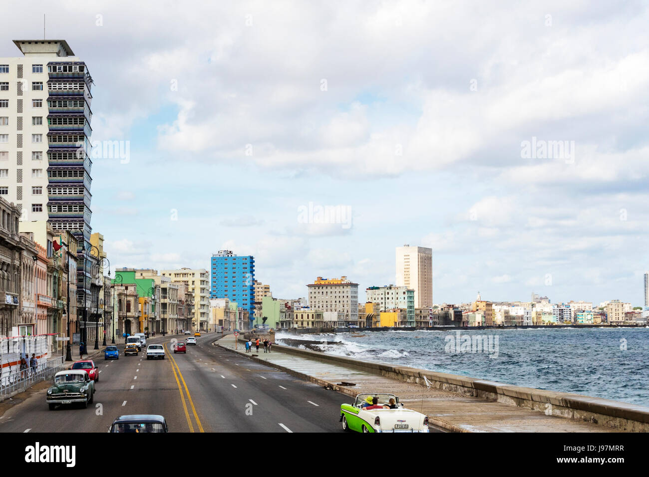 Il Malecon Havana Cuba, La Habana malecon, Il Malecon, Lungomare, Centro Habana, Havana, Cuba, La Habana, Cuba Cuba lungomare isola dei Caraibi Foto Stock