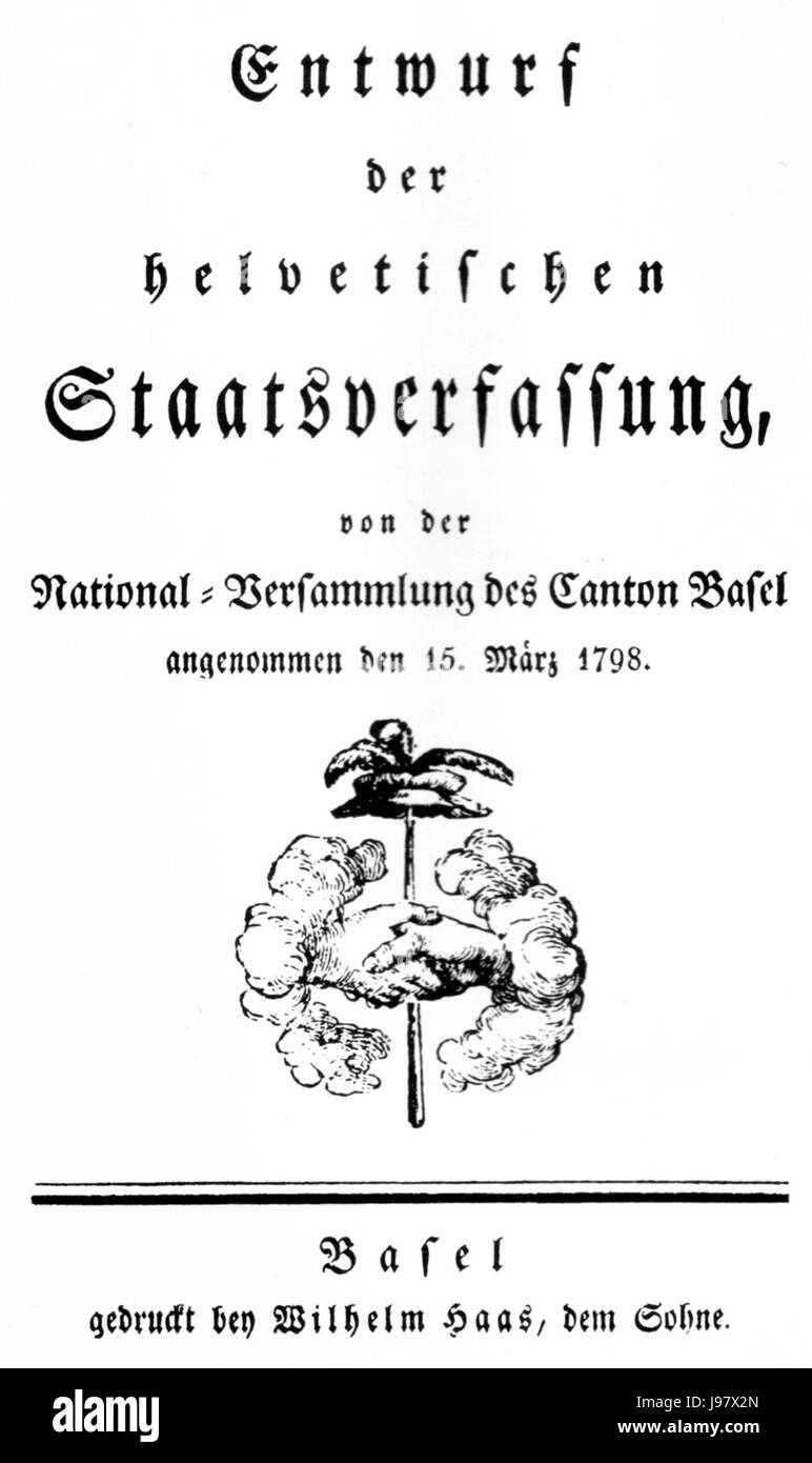 Titelblatt Helvetische Verfassung Foto Stock