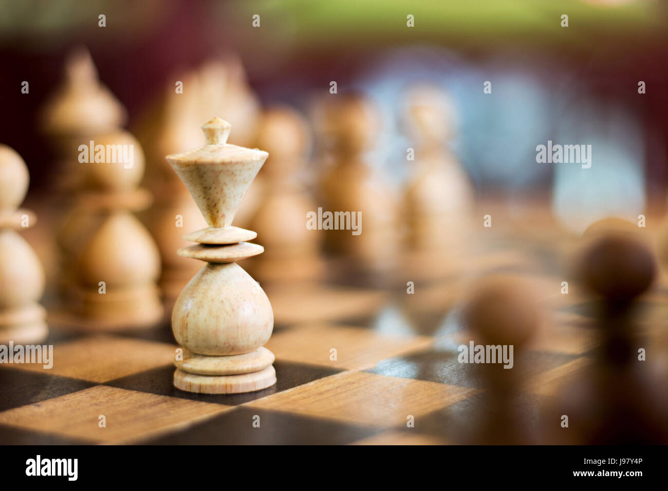 Close up re nel gioco degli scacchi Foto Stock