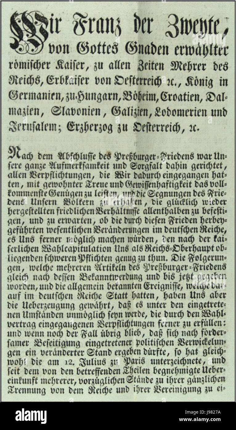 Niederlegung Reichskrone Seite 1 Foto Stock