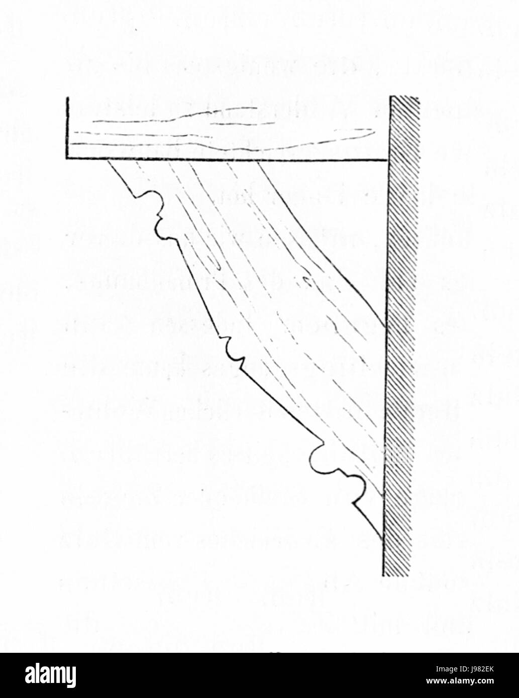 Questa illustrazione presenta una casa medievale in legno con un sistema di costruzione a travi, tipico del Medioevo in Europa. Lo stile architettonico si concentra sull'uso del legno come materiale da costruzione primario e illustra l'artigianato medievale e i principi del design. Foto Stock
