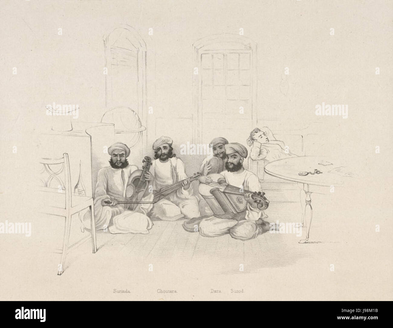 Surinda Choutara Dara Surod la mattina con un concerto tenuto da James Prinsep 1831 Foto Stock