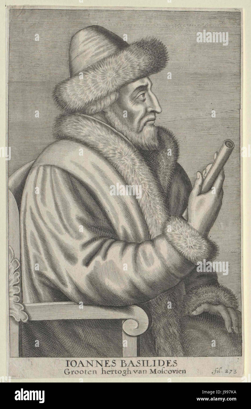 Ritratto di profilo di Ivan IV di Russia (incisione) Foto Stock