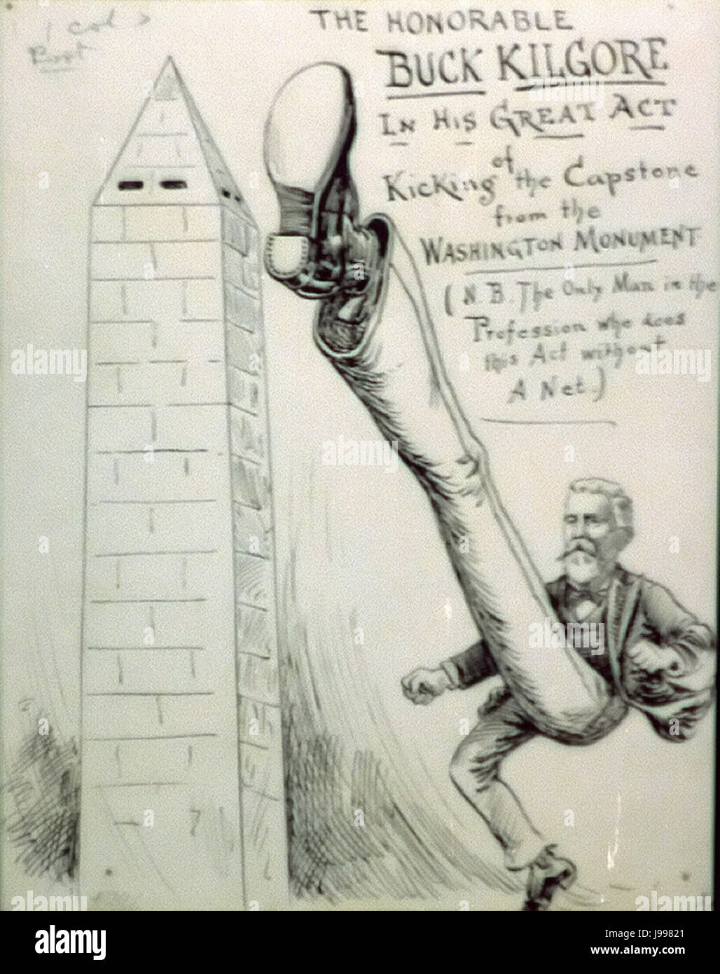 Gli onorevoli Buck Kilgore nel suo grande atto di calciare il capstone dal Monumento di Washington Foto Stock