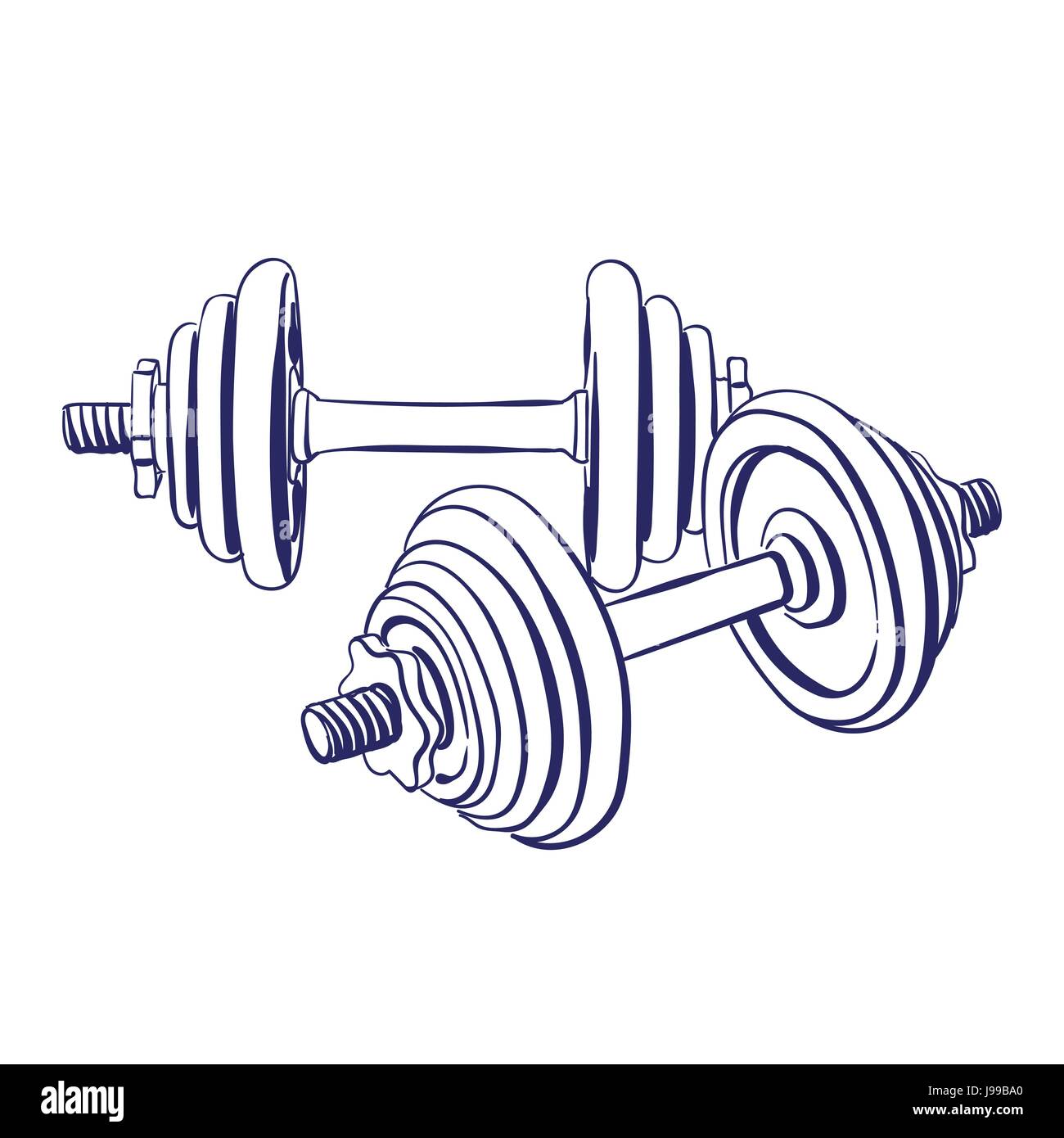 Drawing weight barbell equipment fitness Immagini Vettoriali Stock - Alamy