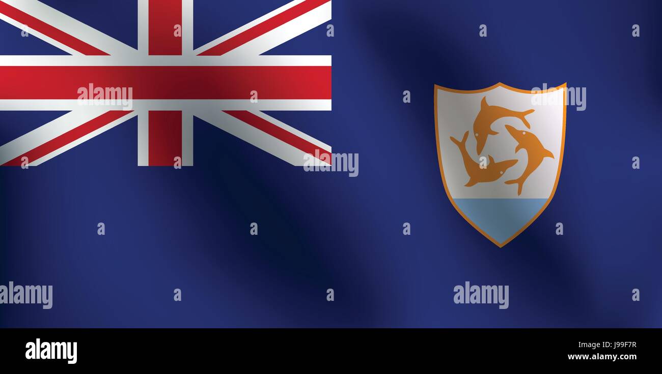 Bandiera di anguilla con un po' di sbandieratori, ombreggiatura & bandiera colori strati separati - illustrazione vettoriale Illustrazione Vettoriale