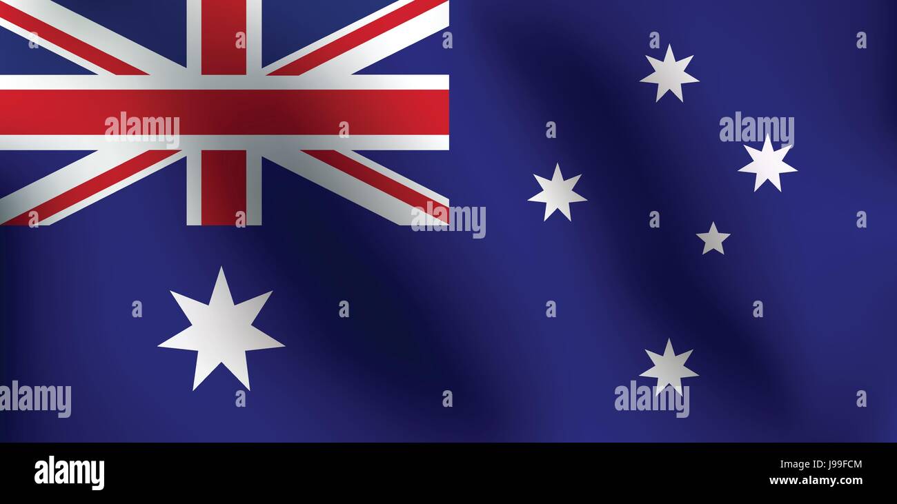 Bandiera di Australia con un po' di sbandieratori, ombreggiatura & bandiera colori strati separati - illustrazione vettoriale Illustrazione Vettoriale