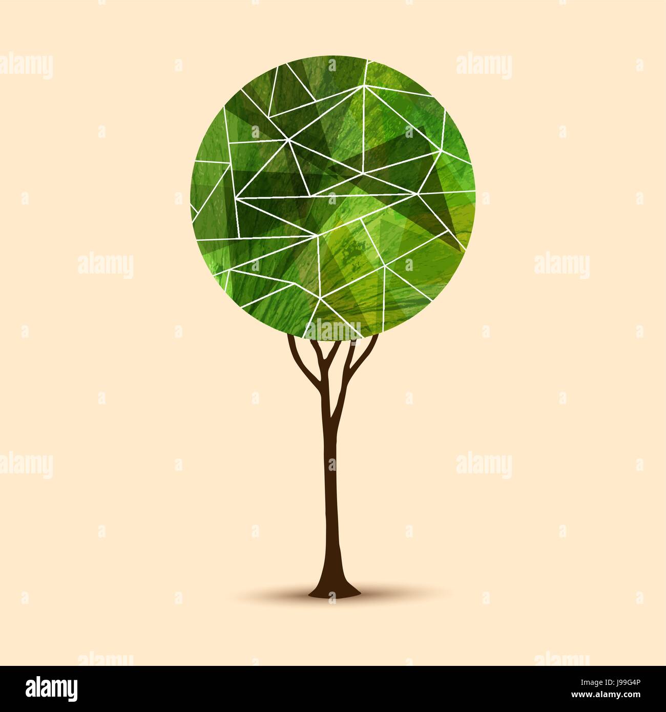 Moderna arte geometrico astratto albero verde illustrazione. EPS10 vettore. Illustrazione Vettoriale