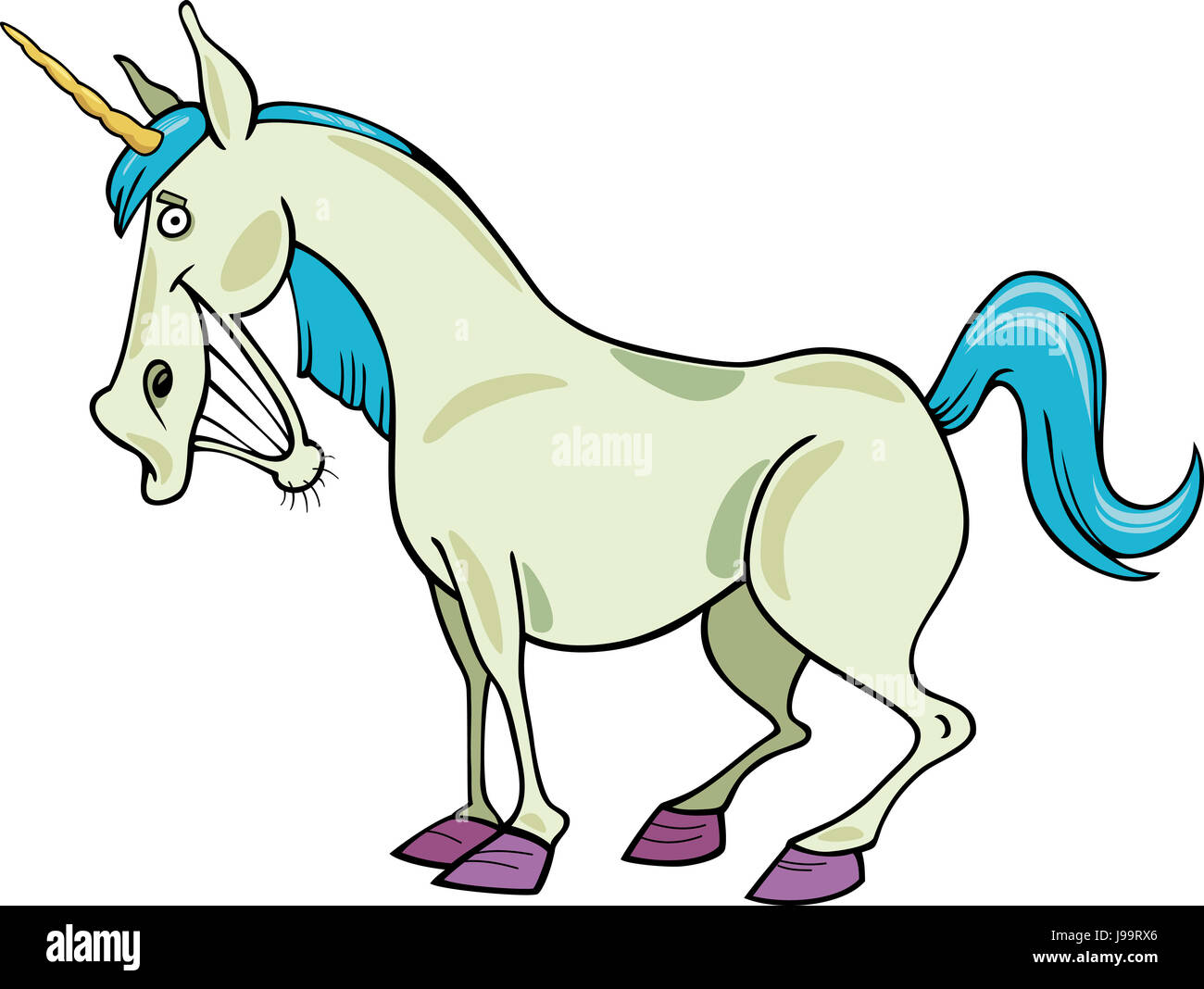 Fantasia, illustrazione, Unicorn, divertente, cartoni animati, fumetti, oggetto, isolato, Foto Stock