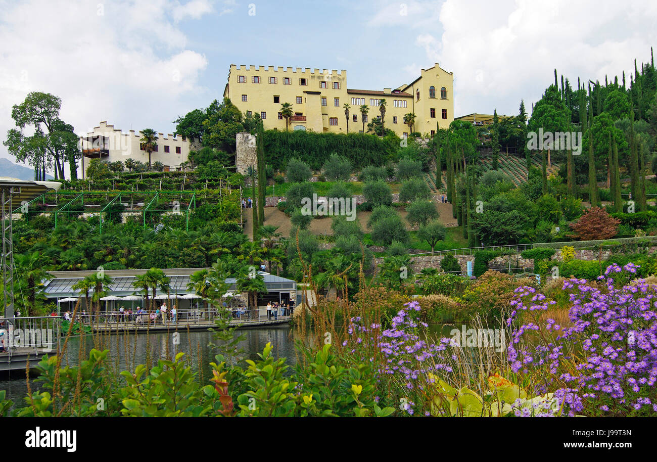 Parco, giardino, alto adige, palme, giardini e palme, chateau, castello, Torre Foto Stock