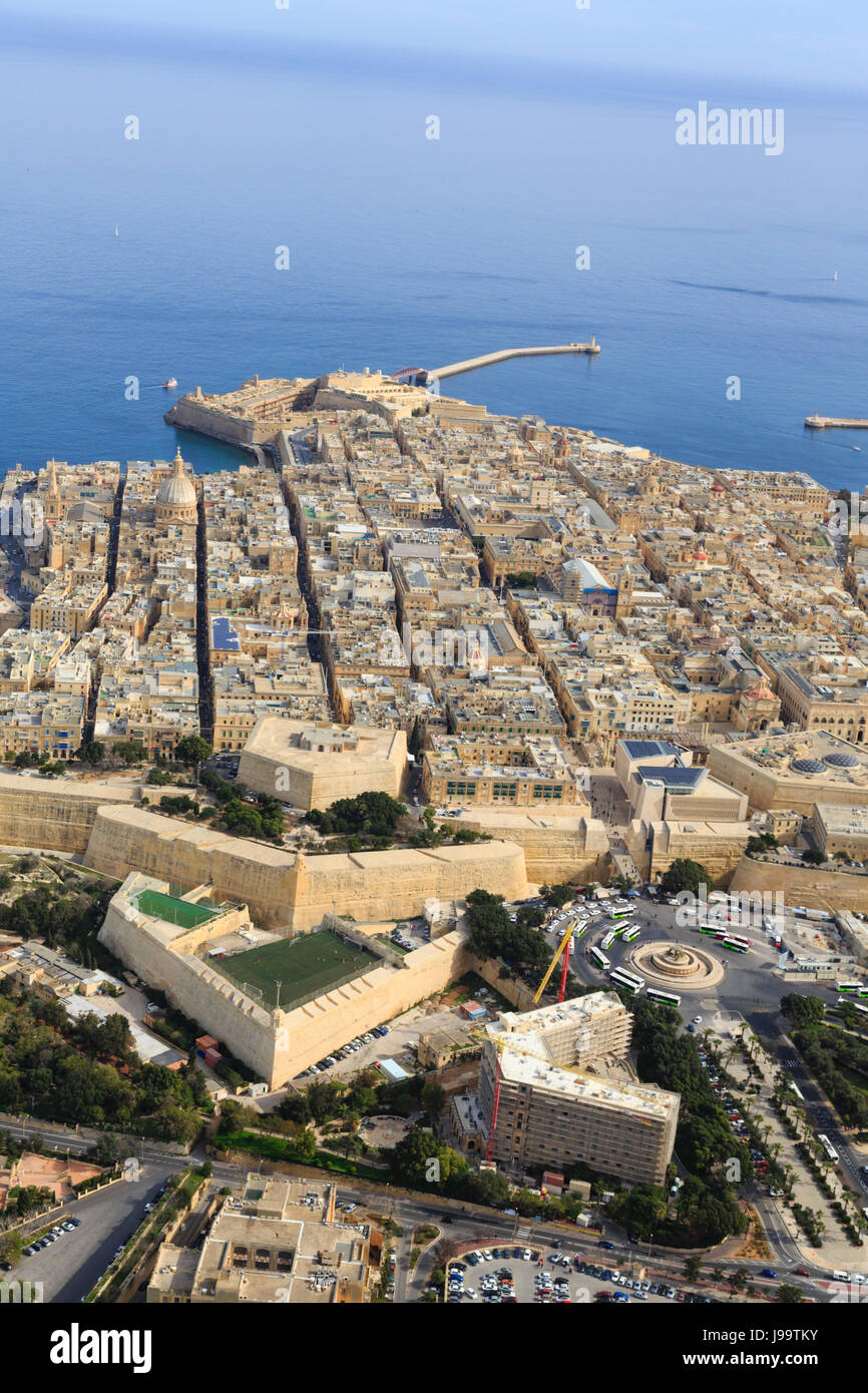 Veduta aerea della città Maltese di La Valletta, Malta Foto Stock