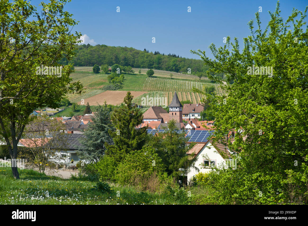 Chiesa, europa, frame-lavoro, Germania, Repubblica federale di Germania, Steeple, Foto Stock