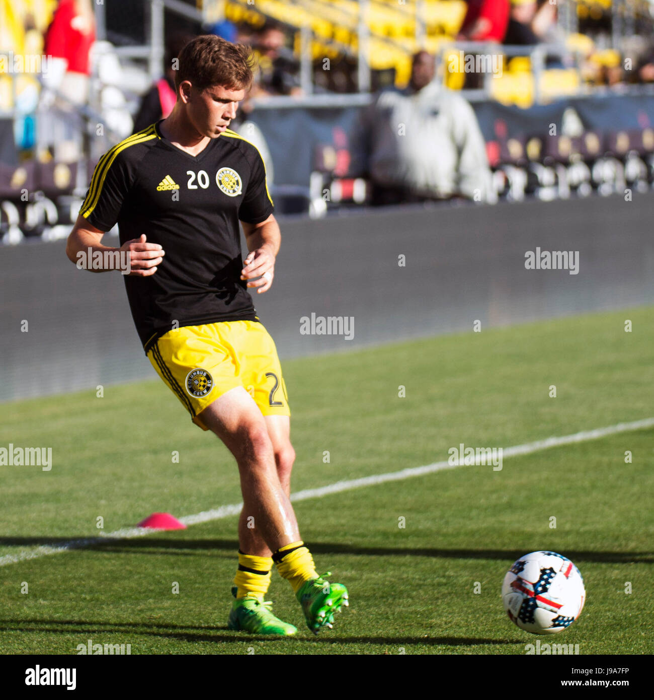 Columbus, U.S.A. 31 Maggio, 2017. 31 maggio 2017: Columbus Crew SC centrocampista sarà Trapp (20) si riscalda prima di affrontare Seattle nel loro gioco a Mapfre Stadium. Columbus, Ohio, Stati Uniti d'America. Credito: Brent Clark/Alamy Live News Foto Stock