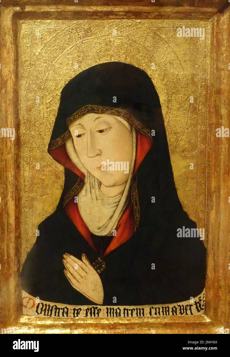 La Vergine Maria nella preghiera, Valencian Master, c. 1460, olio, tempera e oro su pannello Krannert Art Museum, UIUC DSC06383 Foto Stock La Vergine Maria nella preghiera, Valencian Master, c. 1460, olio, tempera e oro su pannello Krannert Art Museum, UIUC DSC06383 Foto Stock