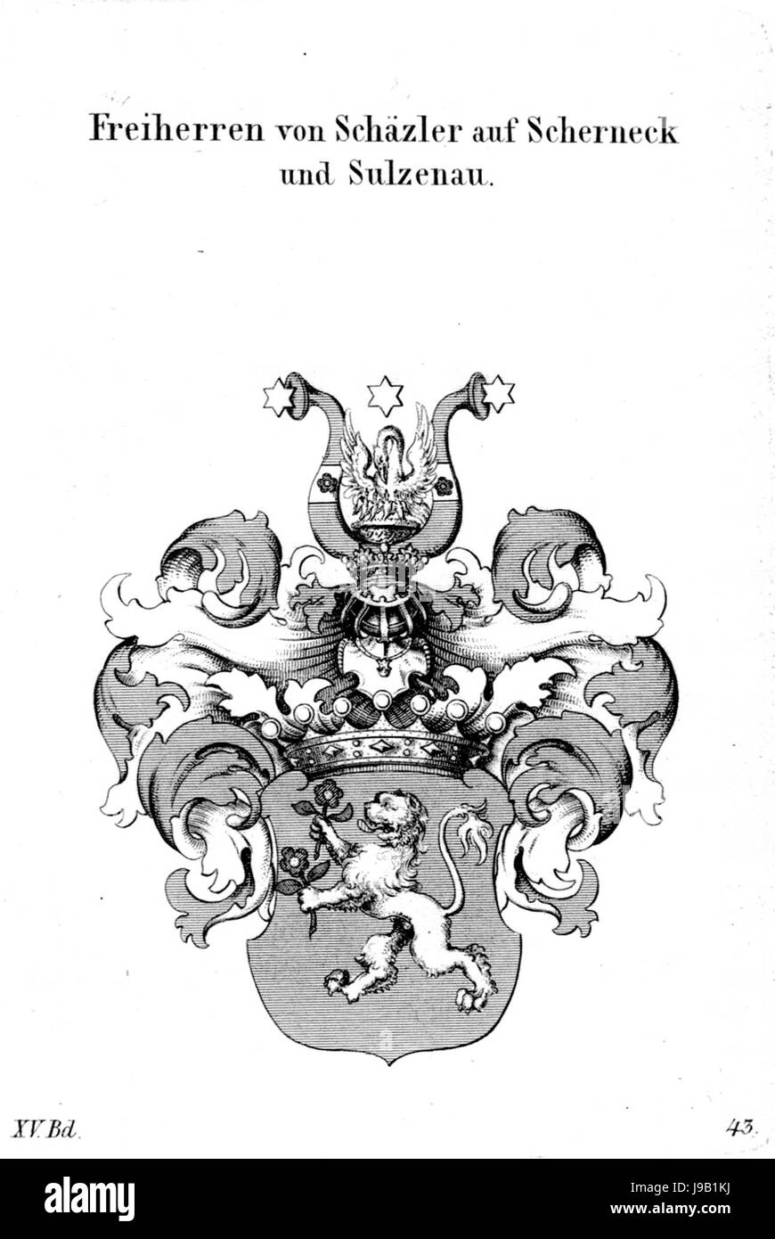Schaezler Wappen auf Scherneck und Sulzenau 1820 Foto Stock
