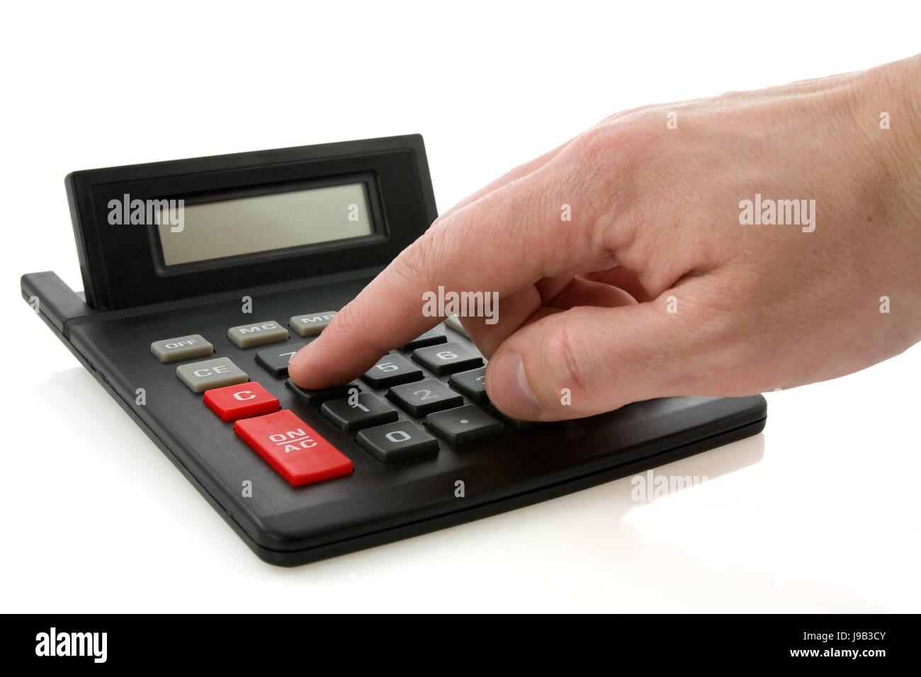 Calcolatrice elettronica, rapporti aziendali, trattare, transazione commerciale, Foto Stock