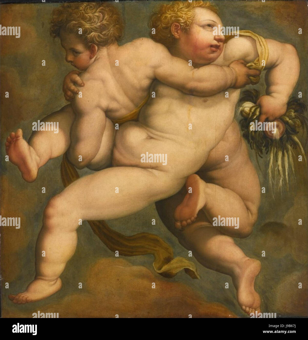 Due Putti, allegoria dell'inverno da Giorgio Vasari Foto Stock